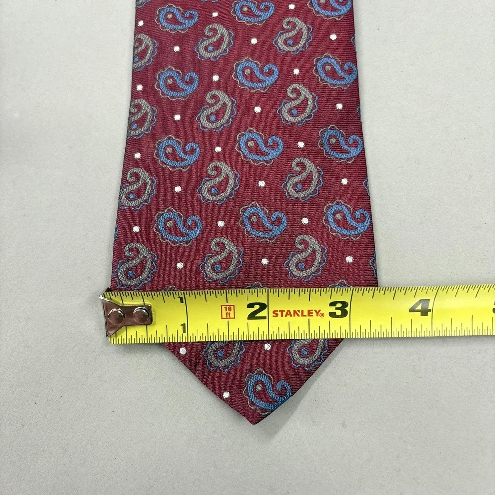Brooks‎ Brothers Tie Mens Red Paisley Dot Silk Made USA Woven Necktie NWT